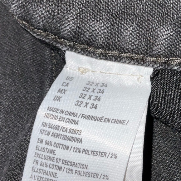 ✨3/$20✨ American Eagle Outfitters Distressed Black Skinny Denim Jeans 32x34 - Picture 4 of 4